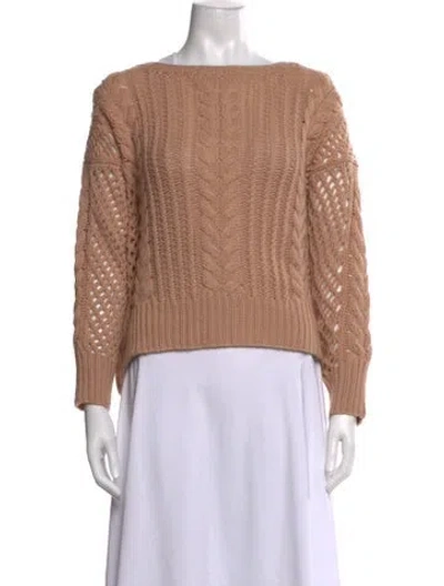 Pre-owned Ryan Roche Cashmere Bateau Neckline Sweater In Neutrals