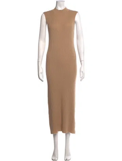 Pre-owned Ryan Roche Cashmere Long Dress In Neutrals