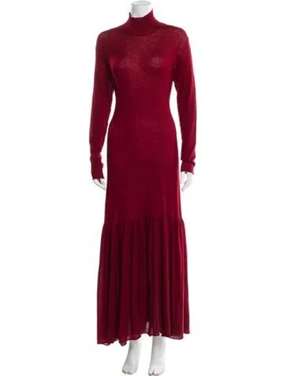 Pre-owned Ryan Roche Cashmere Long Dress In Red
