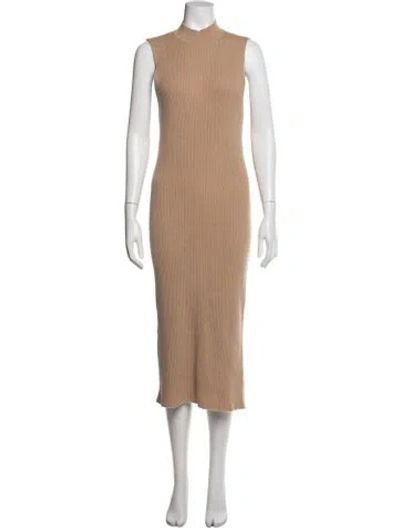Pre-owned Ryan Roche Cashmere Midi Length Dress In Neutral