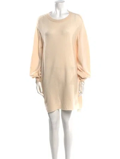 Pre-owned Ryan Roche Cashmere Mini Dress In Neutral