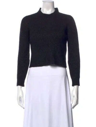 Pre-owned Ryan Roche Cashmere Mock Neck Sweater In Black