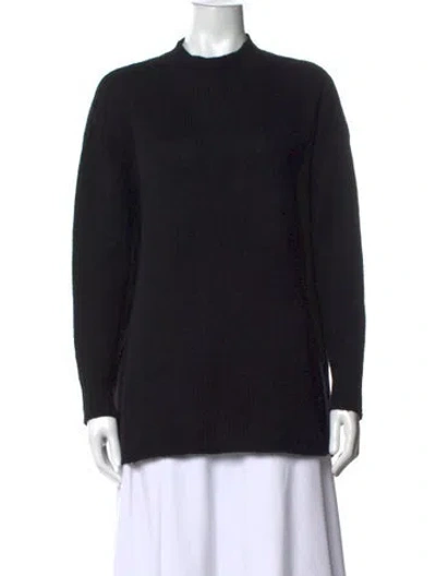 Pre-owned Ryan Roche Cashmere Mock Neck Sweater In Black