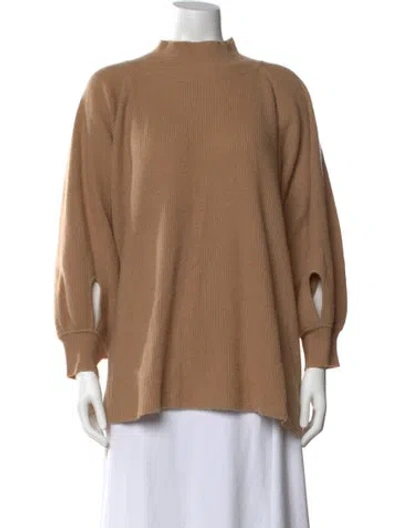 Pre-owned Ryan Roche Cashmere Mock Neck Sweater In Neutral