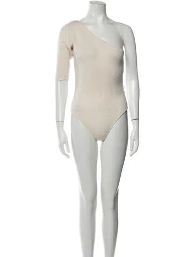 Pre-owned Ryan Roche Cashmere One-shoulder Sweater In Neutral