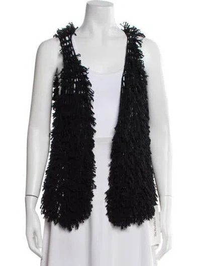 Pre-owned Ryan Roche Cashmere Open Front Sweater In Black