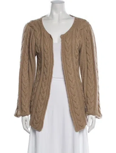 Pre-owned Ryan Roche Cashmere Open Front Sweater In Neutral