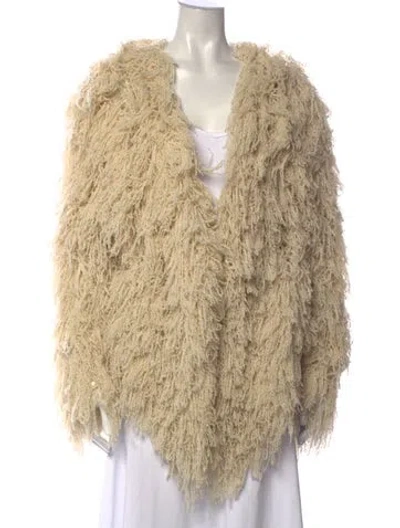 Pre-owned Ryan Roche Cashmere Open Front Sweater In Neutrals