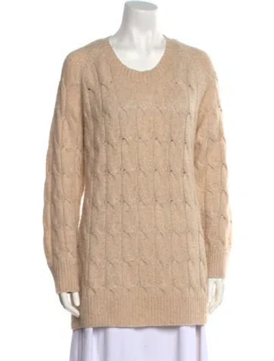 Pre-owned Ryan Roche Cashmere Scoop Neck Sweater In Neutral