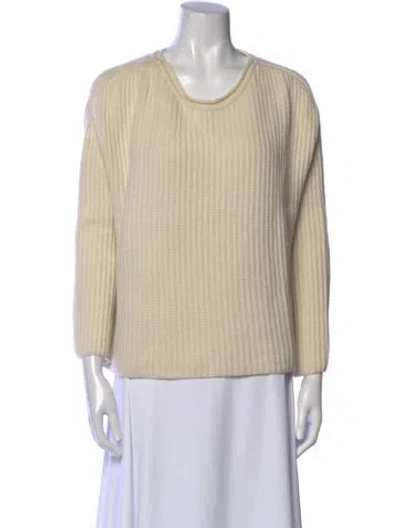 Pre-owned Ryan Roche Cashmere Scoop Neck Sweater In Neutral
