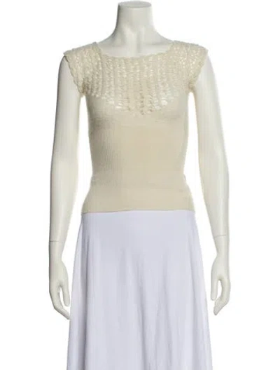 Pre-owned Ryan Roche Cashmere Scoop Neck Sweater In Neutral