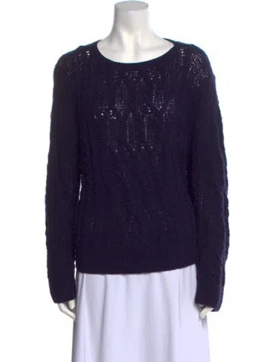 Pre-owned Ryan Roche Cashmere Scoop Neck Sweater In Purple