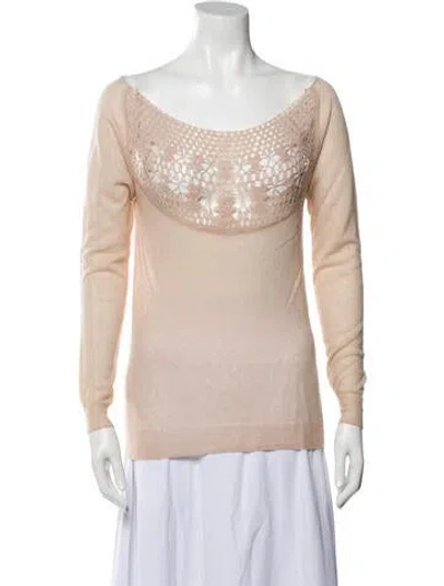 Pre-owned Ryan Roche Cashmere Scoop Neck Sweater W/ Tags In Neutral