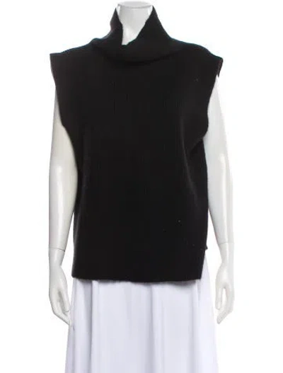 Pre-owned Ryan Roche Cashmere Turtleneck Sweater In Black