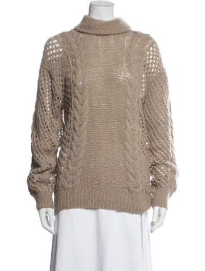 Pre-owned Ryan Roche Cashmere Turtleneck Sweater In Neutrals