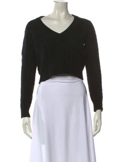 Pre-owned Ryan Roche Cashmere V-neck Sweater In Black