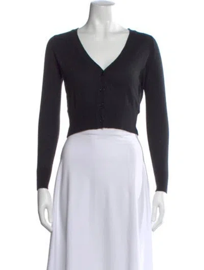 Pre-owned Ryan Roche Cashmere V-neck Sweater In Black