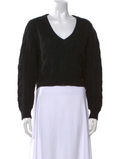 Pre-owned Ryan Roche Cashmere V-neck Sweater In Black