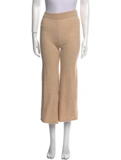 Pre-owned Ryan Roche Cashmere Wide Leg Pants In Neutral