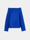 Ryan Roche Cloud Cashmere And Silk Oversized Boat-neck Sweater Size: S In Blue