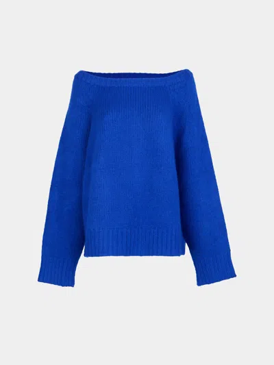 Ryan Roche Cloud Cashmere And Silk Oversized Boat-neck Sweater Size: S In Blue