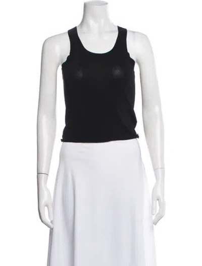 Pre-owned Ryan Roche Crew Neck Sleeveless Top In Black