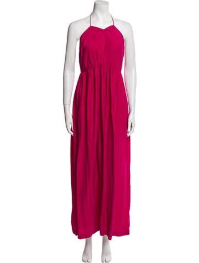 Pre-owned Ryan Roche Halterneck Long Dress In Pink