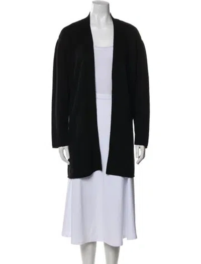 Pre-owned Ryan Roche Open Front Sweater In Black