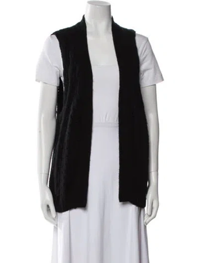 Pre-owned Ryan Roche Open Front Sweater In Black