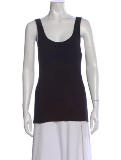 Pre-owned Ryan Roche Scoop Neck Sleeveless Top In Black