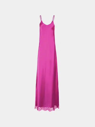 Ryan Roche Silk And Lace Long Slip Dress Size: M In Pink