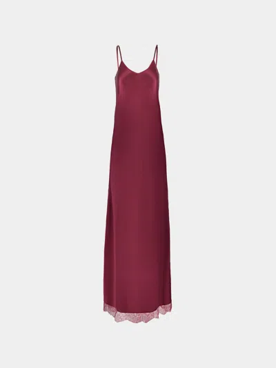Ryan Roche Silk And Lace Long Slip Dress Size: M In Red
