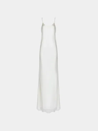 Ryan Roche Silk And Lace Long Slip Dress Size: M In White