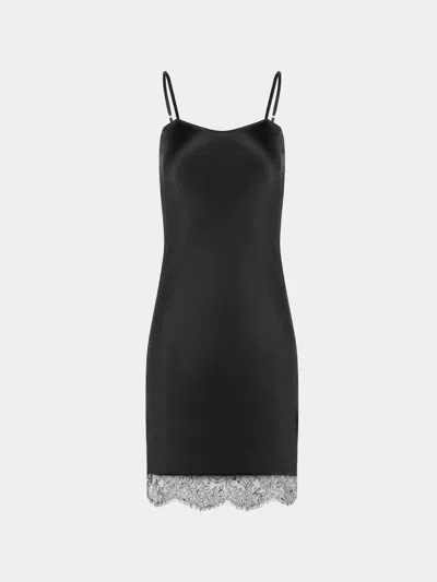Ryan Roche Silk And Lace Short Slip Dress Size: S In Black