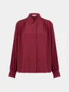 Ryan Roche Silk Collared Blouse Size: S In Red