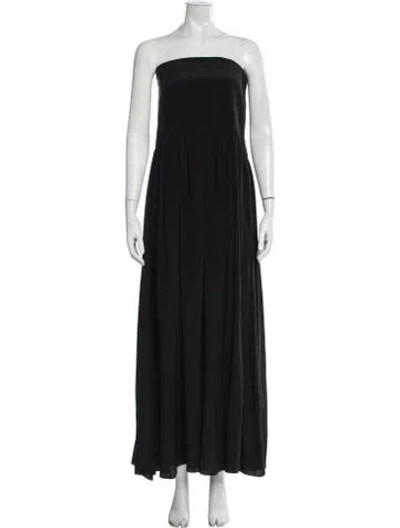 Pre-owned Ryan Roche Silk Long Dress In Black