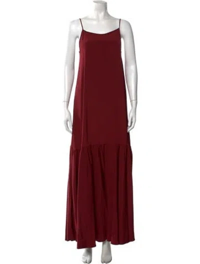 Pre-owned Ryan Roche Silk Long Dress In Burgundy