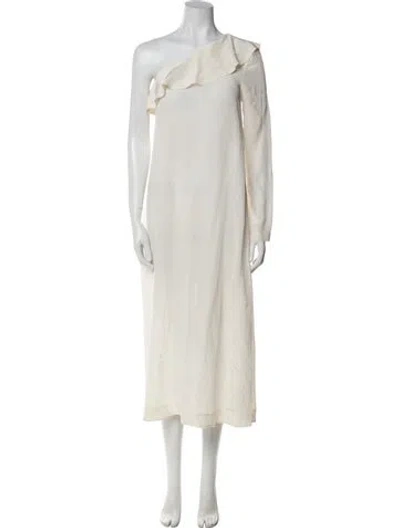Pre-owned Ryan Roche Silk Long Dress In Neutral