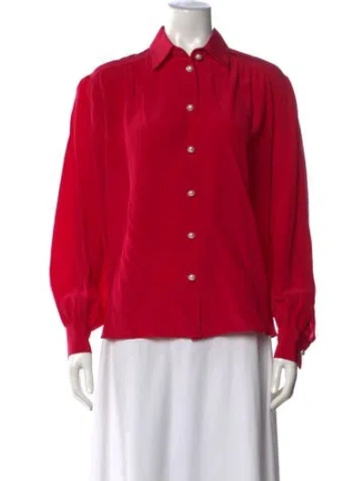 Pre-owned Ryan Roche Silk Long Sleeve Top In Pink