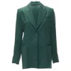 Ryan Roche Wool Lapel Single Button Blazer Jacket In Green