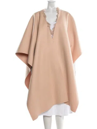 Pre-owned Ryan Roche Wool Poncho In Neutral