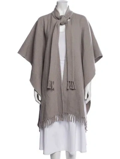 Pre-owned Ryan Roche Wool Tie Neck Sweater In Neutral