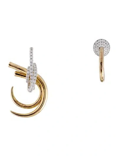 Pre-owned Ryan Storer Crystal Mismatch Hoop Earrings In Multi