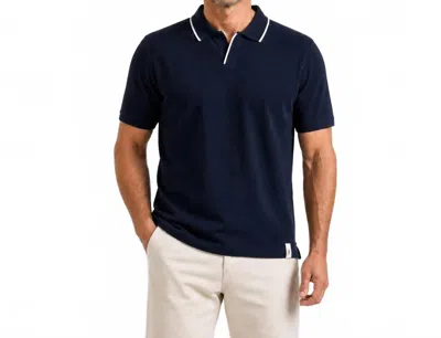 Rye 51 Men's Leon Luxury Linen Polo Shirt In Navy In Blue
