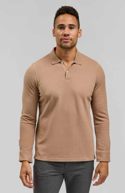Rye 51 The Braden Long Sleeve Polo In Brown
