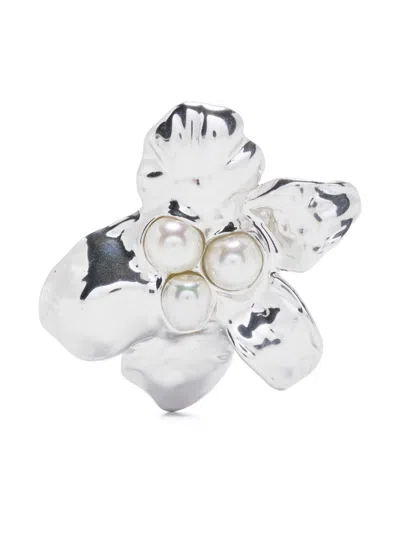 Ryenn's Eyes X Quentin Jones Sculpted Flower Earrings In Silver