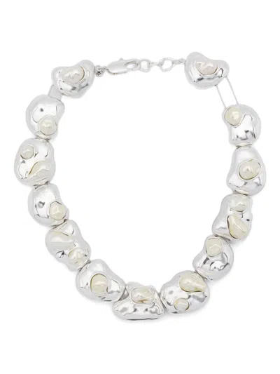 Ryenn's Eyes X Quentin Jones Sculpted Statement Necklace In Silver
