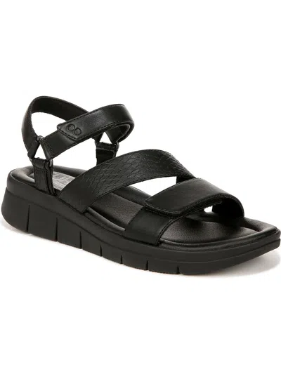 Ryka Elite Womens Faux Leather Strappy Sandals In Black Faux Leather