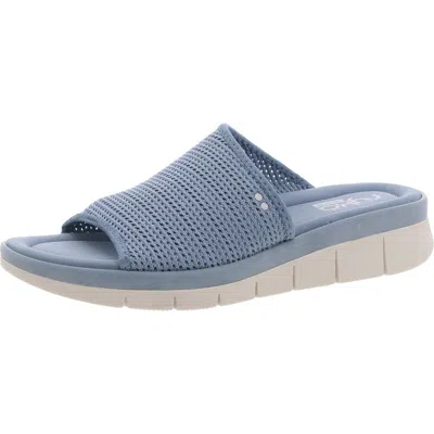 Ryka Ellie Womens Padded Insole Perforated Slide Sandals In Blue