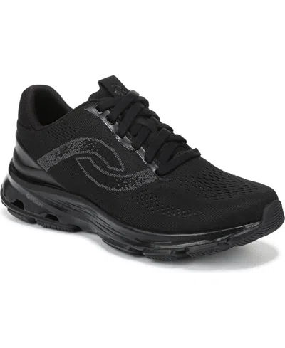 Ryka Premium Women's Devo Stride Lace-up Sneakers In Black Knit Mesh